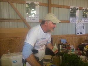 Timothy McLamb serving up our JoCo Special juice with local sweet potatoes, butternut squash, apple and kale. 